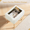 IULULU Vanity Stool, Faux Fur-Padded, 4-Legged Stool with Anti-Slip Feet, Ideal for Makeup or as a Footrest