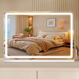 LIFERECORD Lighted Makeup Mirror, Vanity Mirror with LED, 3 Lighting Modes, Dimmable Touch Control, USB Charging Port for Desk, Dorm, Bedroom