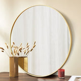 LIFERECORD 24" Round Mirror, Wall Mounted Circle Mirror, Vanity Mirror with Brushed Aluminum Alloy Frame for Entryway, Bathroom, Living Room, Gold