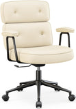 IULULU Ergonomic Home Office Desk Chair, PU Leather Computer Chair with Lumbar Support Adjustable Height Rolling Swivel Executive Task Armrests Chair