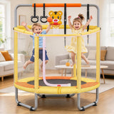 Atilioo 55" Trampoline for Kids with Enclosure, Indoor & Outdoor Toddler Trampoline with Adjustable Gymnastics Bar & Toys for Boys & Girls, Blue