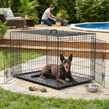 LIFERECORD 42in Extra Large Foldable Metal Dog Crate with Double Doors, Kennel with Divider Panel, Safe for Puppy Training, Home & Travel