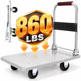 LIFERECORD 860LBS Foldable Push Cart Dolly, Folding Platform Cart with Wheels Push Hand Truck Moving Warehouse for Easy Storage and Transport