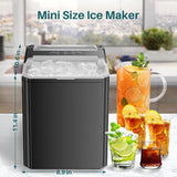 IULULU Portable Ice Maker, 9 Cubes/6 Mins, 26lbs/Day, Self-Cleaning, Quiet, 2 Sizes, with Scoop & Basket