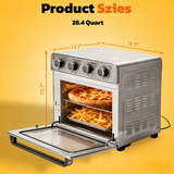 Haysky 26 QT Countertop Toaster Oven, 1600W 4 in 1 Multi-Functions, Auto-Shutoff Timer, Fast Oil-Less Cooking, Stainless Steel