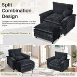 IULULU Sectional Sofa, Chenille Cloud Couch Comfy Upholstered Sofa with Ottoman, Lumbar Pillow, Deep Seat Modular Sofa for Living Room, Apartment, Studio