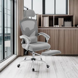 Atilioo Executive Office Chair with Footrest, High-Back Ergonomic Mesh Chair with Armrests & Adjustable Lumbar Support, Tilt Lock for Home Office, Gray