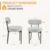 IULULU Dining Chairs Set 2, Upholstered Mid-Century Kitchen Chairs, Curved Backrest, Metal Legs