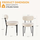 IULULU Dining Chairs Set 2, Upholstered Mid-Century Kitchen Chairs, Curved Backrest, Metal Legs