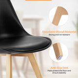 IULULU Dining Chairs, 4-Piece Mid-Century with Wooden Legs, PU Leather Seats for Living Room Bedroom Outdoor Lounge