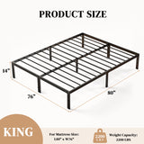 Atilioo Twin Bed Frame with Storage Space Under Frame, 14" Heavy Duty Metal Platform, No Box Spring Needed, Easy Assembly, Black