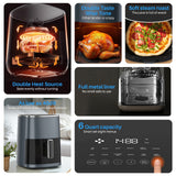 IULULU Air Fryer, 6-Qt with View Window, 12-in-1, 400°F Max