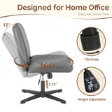 IULULU Wide Armless Desk Chair, No Wheels, Adjustable Height