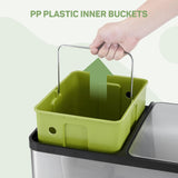 16 21.1 Gallon Trash Can with Lid, 60L 80L Stainless Steel Dual Compartment Large Capacity Recycling Bin Garbage Can with Removable Inner Bucket for Kitchen