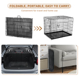 Atilioo Folding Pet Kennel, Double Door Metal Wire Dog Crate with Divider Panel, Leak-Proof Pan Tray, 36 inch