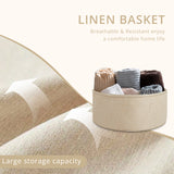 IULULU Small Round Side Table with Fabric Basket, Steel Frame