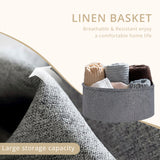 IULULU Small Round Side Table with Fabric Basket, Steel Frame