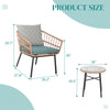 IULULU 3 Piece Patio Bistro Set, Wicker Chairs with Table & Cushions for Outdoor Spaces