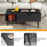 IULULU Lift Top Coffee Table - Wooden Table with Shelf & Compartment for Living Room
