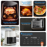 IULULU Air Fryer, 6-Qt with View Window, 12-in-1, 400°F Max