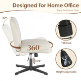 IULULU Wide Armless Desk Chair, No Wheels, Adjustable Height