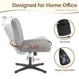 IULULU Wide Armless Desk Chair, No Wheels, Adjustable Height