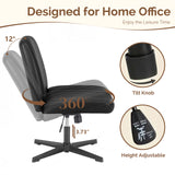 IULULU Wide Armless Desk Chair, No Wheels, Adjustable Height