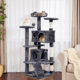 Atilioo Cat Tree Tower with Scratching Post, Multi-Level Cat Condo Pet House Play with Stable Base, Gray