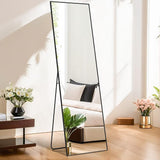 Atilioo Full Length Mirror 59"x16" - Arched Floor Mirror with Shatter-Proof Glass, Wall-Mount or Leaning Full Body Mirror for Bedroom, Dressing Room - Durable Gold Aluminum Frame
