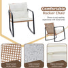 IULULU Outdoor 3-Pc, Rocking Bistro Set, Wicker Patio Chairs & 2-Tier Table