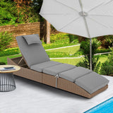 IULULU Lounge Chair Outdoor PE Wicker – Adjustable Backrest, Removable Cushion