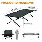 Atilioo Folding Camping Cot, 73"x 35" Portable Camping Bed, Sleeping Cot, Guest Bed with Carry Bag, Black