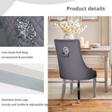 IULULU Dining Chairs Set of 2 with Stainless Steel Legs and Lion Head Handles