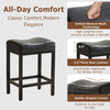 IULULU Bar Stools Counter Height - 24 Inch Saddle Stools, PU Leather Modern Kitchen Barstools with Metal Base Footrest