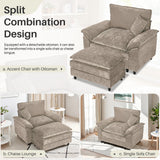 IULULU Sectional Sofa, Chenille Cloud Couch Comfy Upholstered Sofa with Ottoman, Lumbar Pillow, Deep Seat Modular Sofa for Living Room, Apartment, Studio