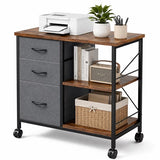 ACCVER 3-Drawer Fabric Dresser with Shelves, Closet and Chest for Bedroom, Clothes Storage Organizer, for Living Room, Apartment, Dark Grey