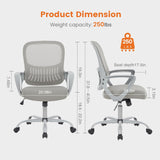 IULULU Home Office Managerial Executive Chair, Ergonomic Mesh Adjustable Swivel Mid-Back Computer Desk Chair with Comfortable Lumbar Support, Comfy Arms for Bedroom,Study