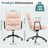 IULULU Ergonomic Home Office Desk Chair, PU Leather Computer Chair with Lumbar Support Adjustable Height Rolling Swivel Executive Task Armrests Chair