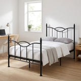 Atilioo Twin Bed Frame with Headboard, Metal Mattress Foundation Headboard, No Box Spring Needed, Noise-Free