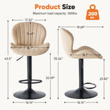 Atilioo Bar Stools Set of 2, Adjustable Counter Height Swivel Barstool Dinning Chair with Armrests & Back and Footrest Water-Resistant PU Leather for Bar Kitchen, Black