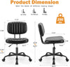 Atilioo Office Desk Chair, Armless Computer Chair with Wheels, PU Leather, Lumbar Support, 360° Rolling Swivel Task Chair for Home Office