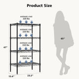 Atilioo 4-Tier Metal Wire Storage Shelves, Heavy Duty Standing Storage Shelf Units, Mesh Rack for Kitchen Pantry Closet Organizers, 23.2" W x 13.4" D x 47.1" H