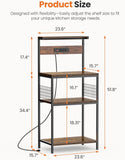 Atilioo Kitchen Bakers Rack with Power Outlet, 4 Tiers Coffee Bar Table, Oven Microwave Stand, Storage Shelf, Appliance Organizer, 31" Gray