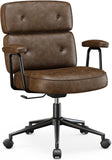 IULULU Ergonomic Home Office Desk Chair, PU Leather Computer Chair with Lumbar Support Adjustable Height Rolling Swivel Executive Task Armrests Chair