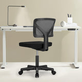 Atilioo Office Chair, Ergonomic Low-Back Mesh Computer Desk Chair with Lumbar Support, Armless Swivel Rolling Chair for Home Bedroom Study Office, Ideal for Students and Adults