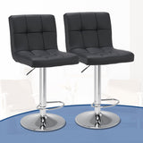 Atilioo Bar Stools Set of 2, Adjustable Counter Height Swivel Barstool Dinning Chair with PU Leather & Back and Footrest for Bar Kitchen, Black