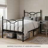 Atilioo Twin Bed Frame with Headboard, Metal Mattress Foundation Headboard, No Box Spring Needed, Noise-Free