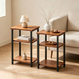 3-Tier End Table, Side Table with Open Shelves, Bedside Table for LivingRoom Bedroom Bathroom, Easy Assembly, Brown