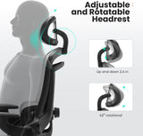 IULULU Office Chair Ergonomic Desk Chair, 300 LBS Home Mesh Office Desk Chairs with Wheels, 2D Headrest, Up&Down Lumbar Support, Swivel High Back Computer Chair with Flip-up Armrests