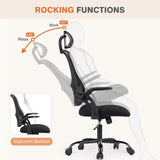 Atilioo Ergonomic Office Chair with Adjustable Headrest and Flip-Up Arms, Rolling Desk Chair for Adults with Lumbar Support, Black